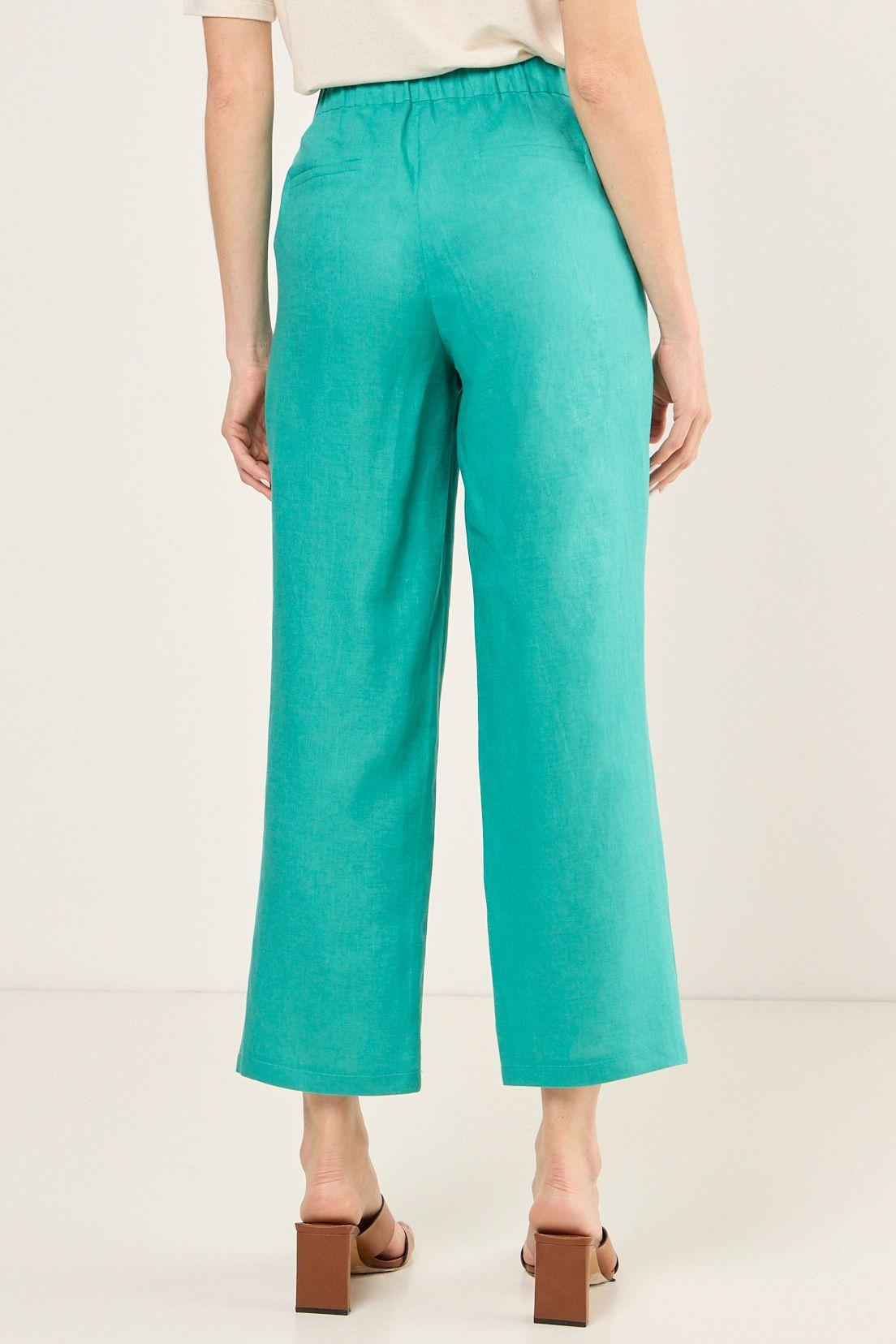 Pantalon De Lino Recto Verde Ma Griffe 11002225060217-3