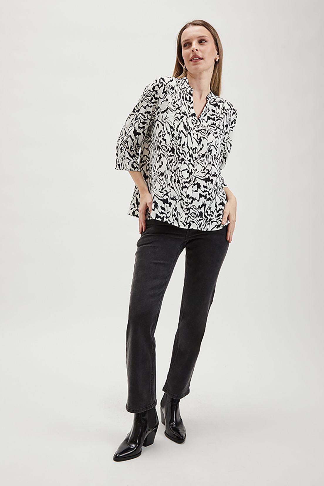 Blusa Estampada Cuello Mao Blanco Ash 14107224053105-2