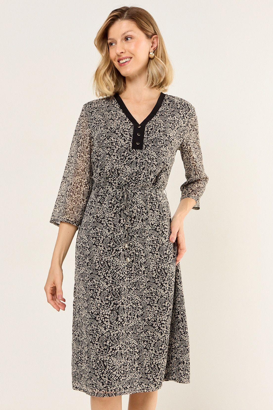 Vestido Estampado Escote En V Negro Ma Griffe 13102126001102-1