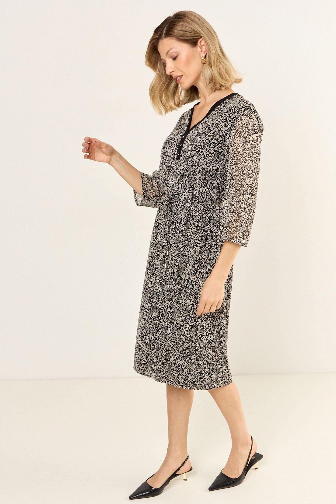 Vestido Estampado Escote En V Negro Ma Griffe 13102126001102-4