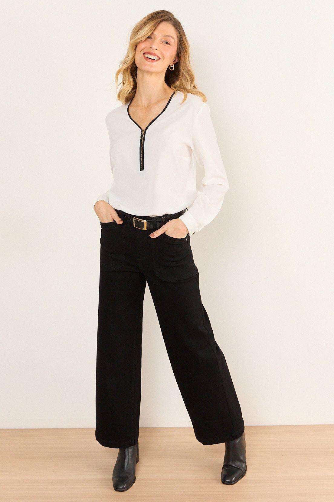 Blusa Cuello V Bicolor Crudo Ma Griffe 14002226051105-3