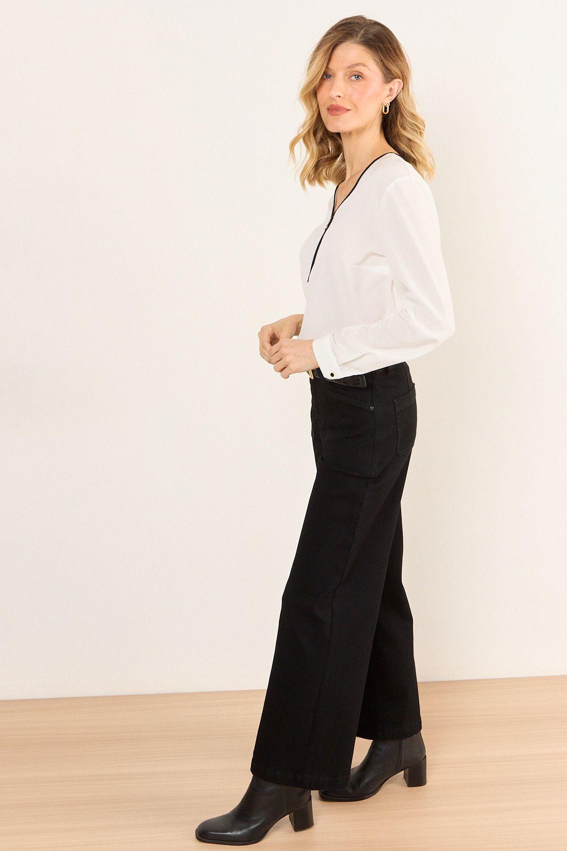 Blusa Cuello V Bicolor Crudo Ma Griffe 14002226051105-4