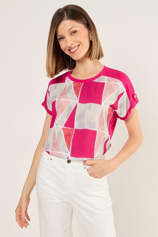 Polera Doble Tela Estampada Coral Ma Griffe 14602225001133-0