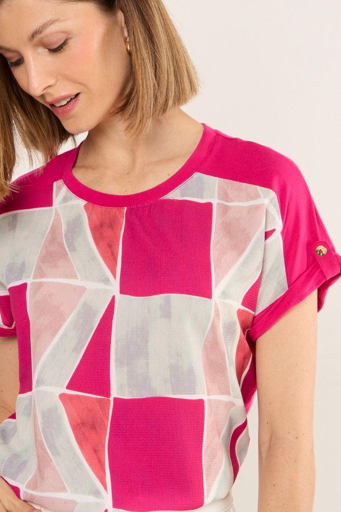 Polera Doble Tela Estampada Coral Ma Griffe 14602225001133-1