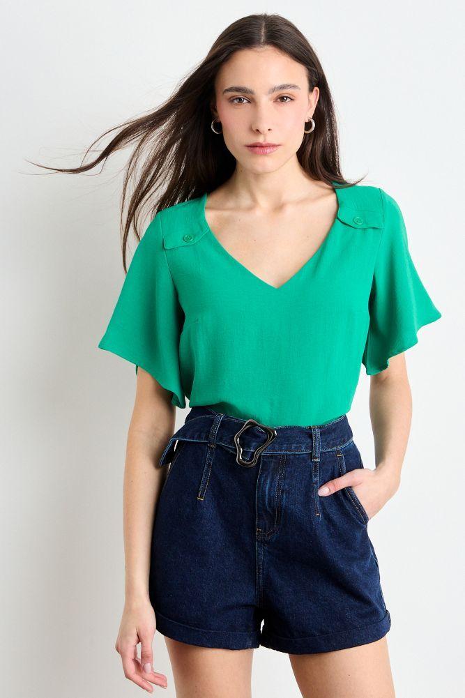 Polera Manga Corta Verde Oliva iO 14220225073107-0