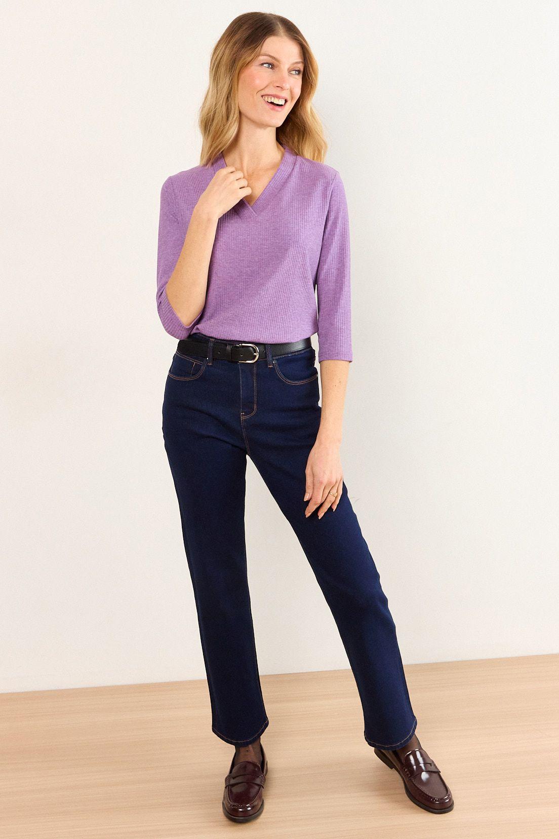 Polera Rib Acanalado Morado Ma Griffe 14202226053121-3