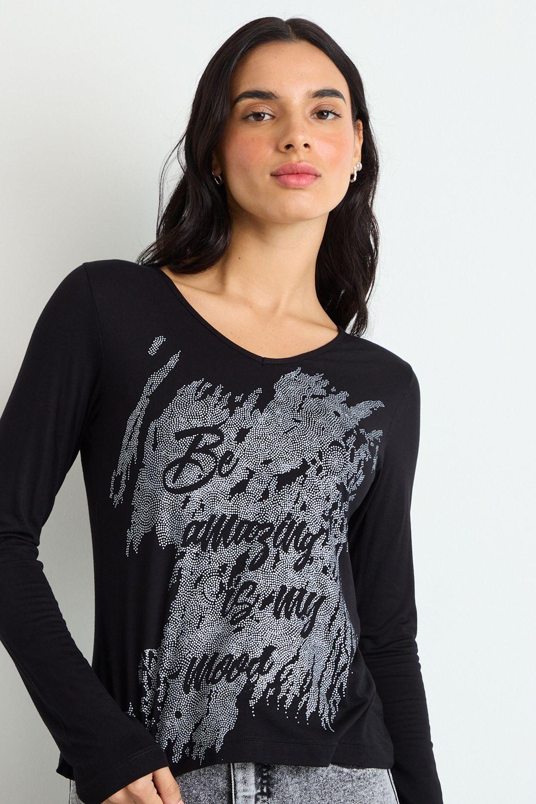 Polera Estampada Negro 14604125003102-0