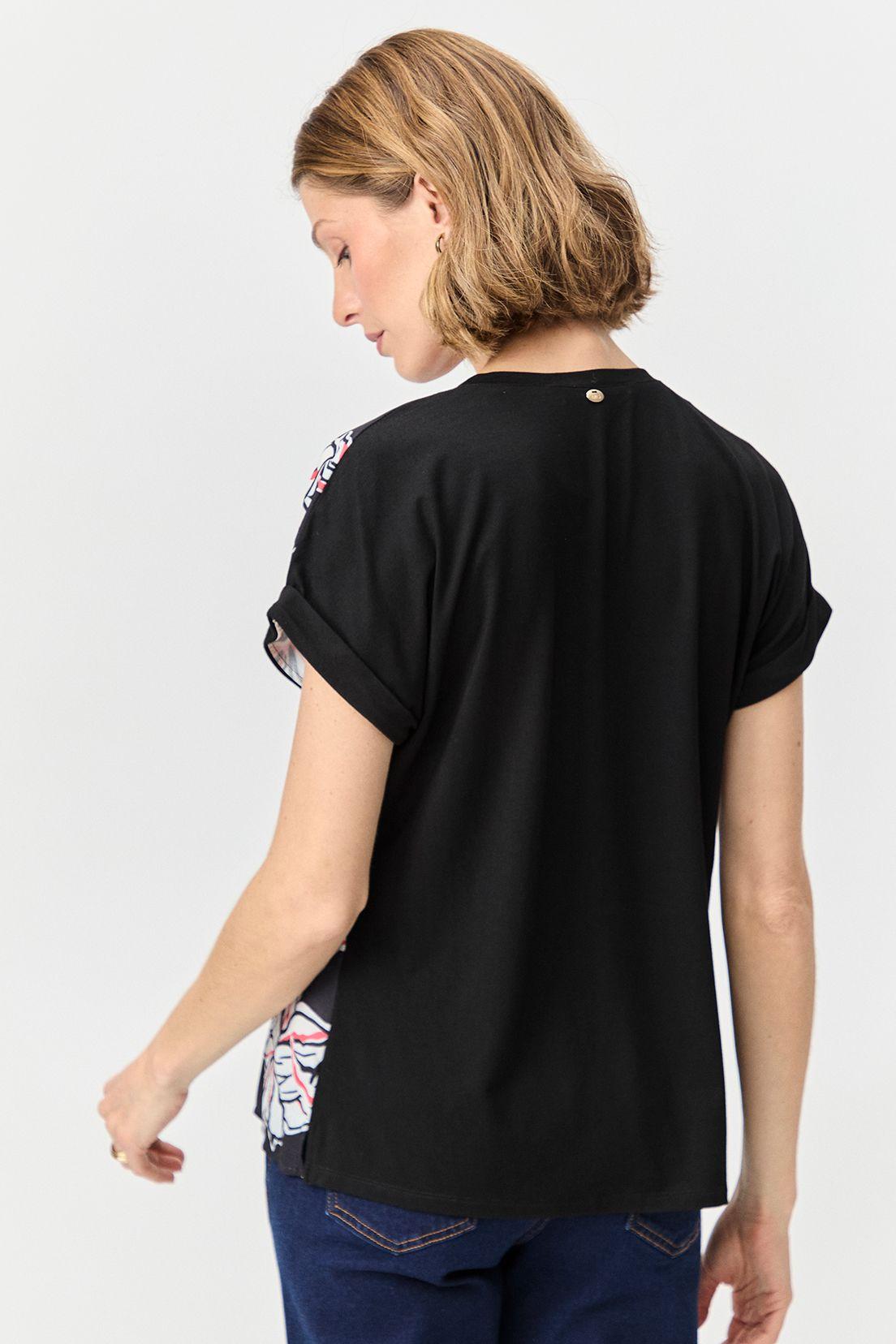 Polera Doble Tela Estampada Negro Ma Griffe 14602224055102-3