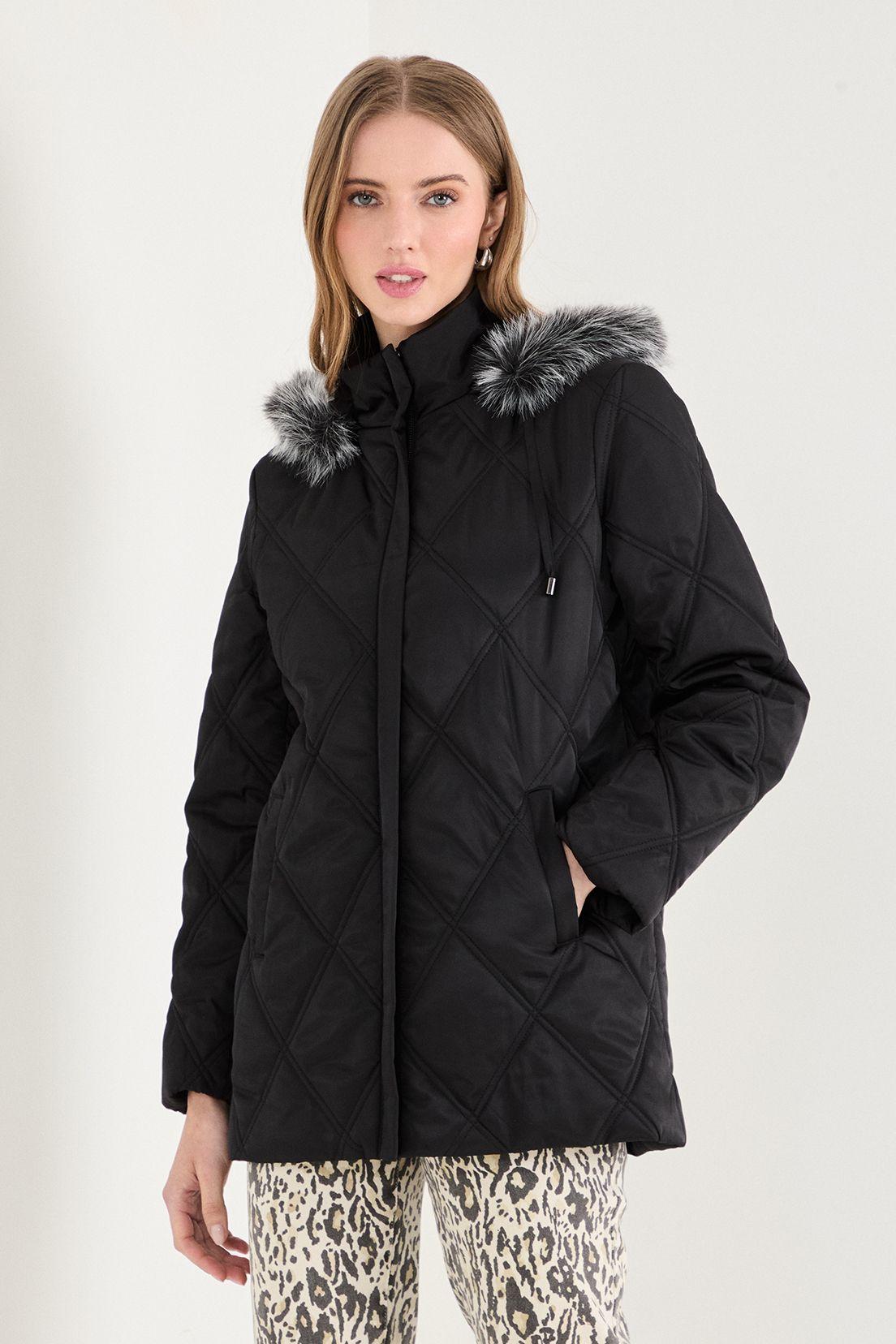 Parka Larga Gorro Desmontable Negro 17607125050102-1