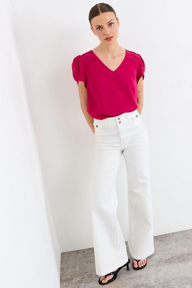 Blusas Manga Corta Fucsia iO 14020226005116-3