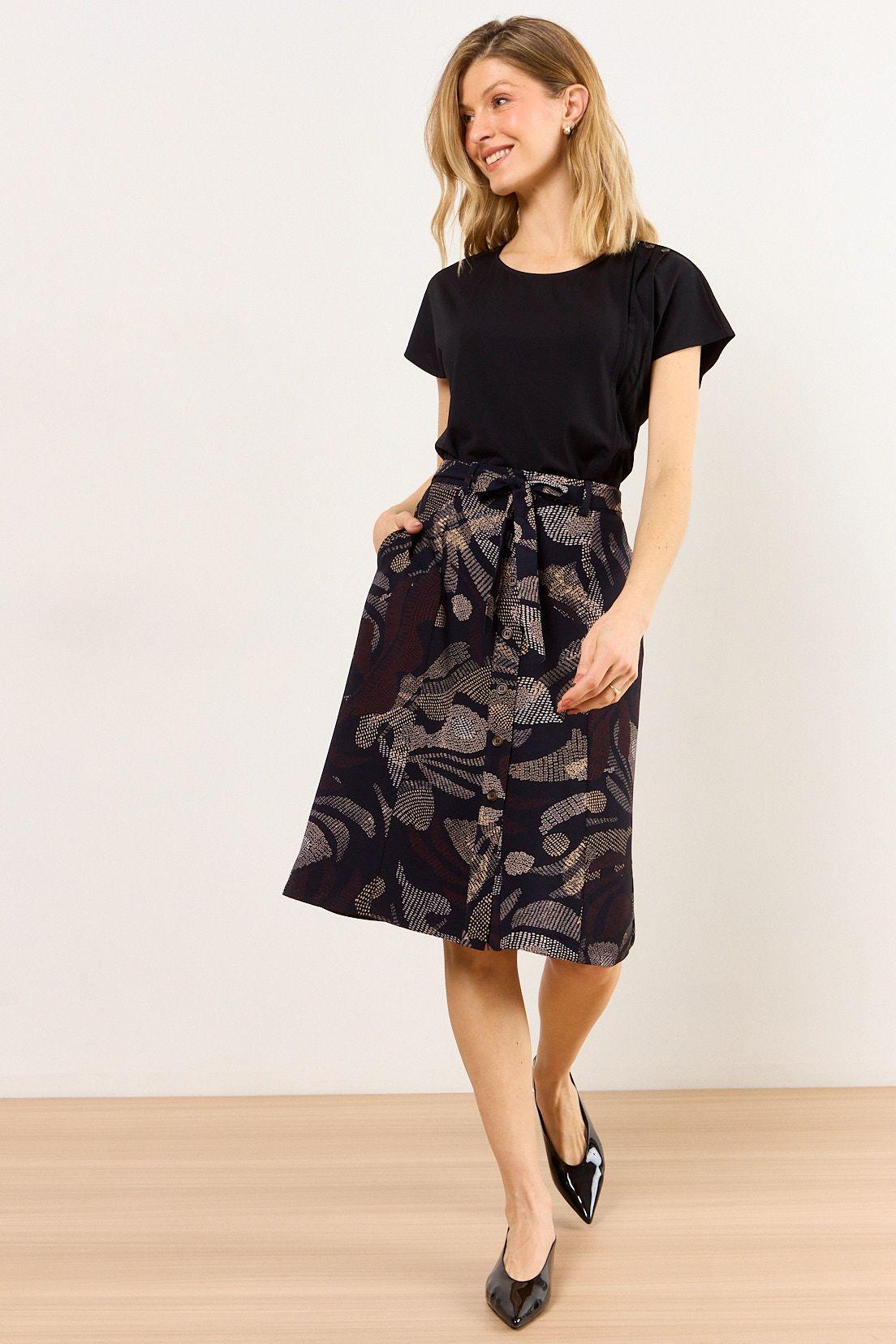 Falda Larga Negro Ma Griffe 12102226002102-0
