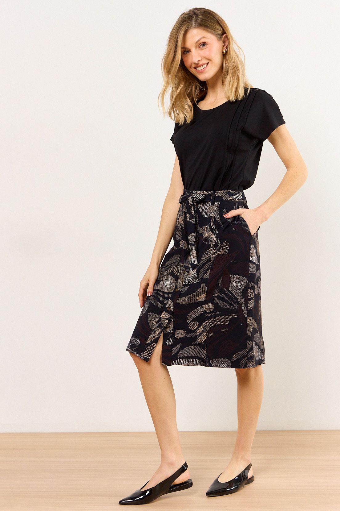 Falda Larga Negro Ma Griffe 12102226002102-4