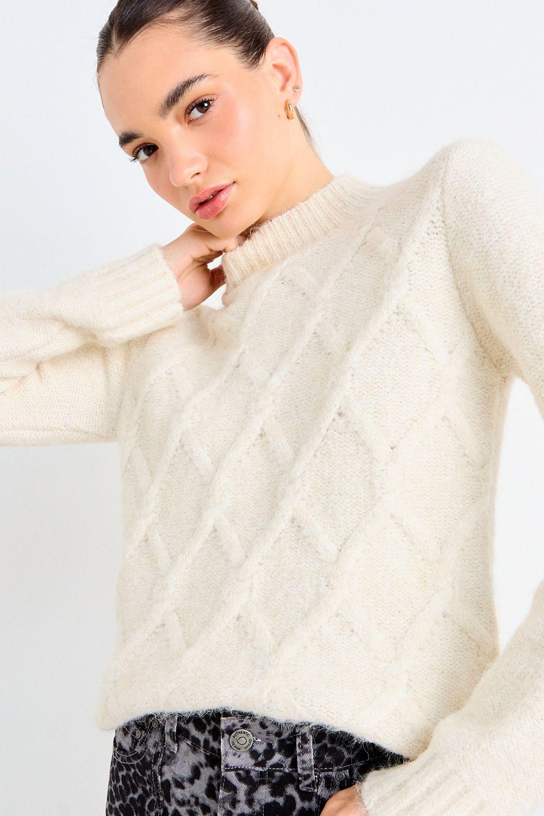 Sweater Moair Trenzado Crudo iO 18720126010105-0