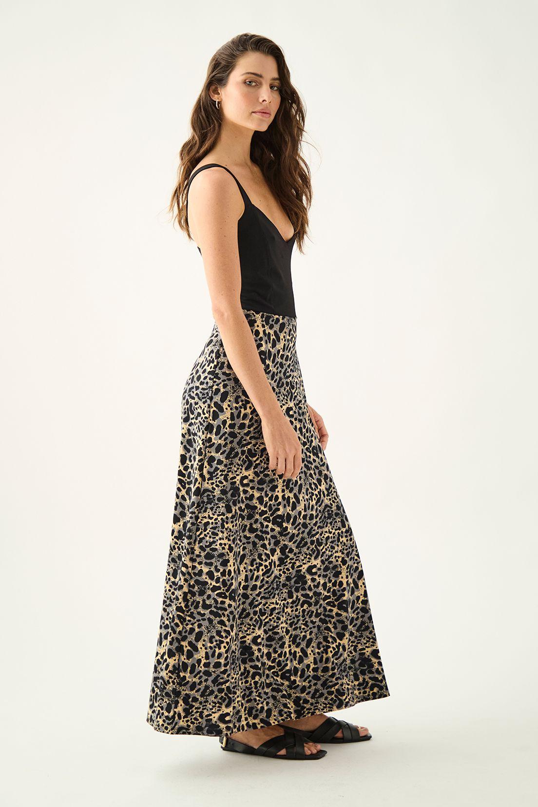 Vestido Midi Largo Estampado Negro Ash 13507125001102-3