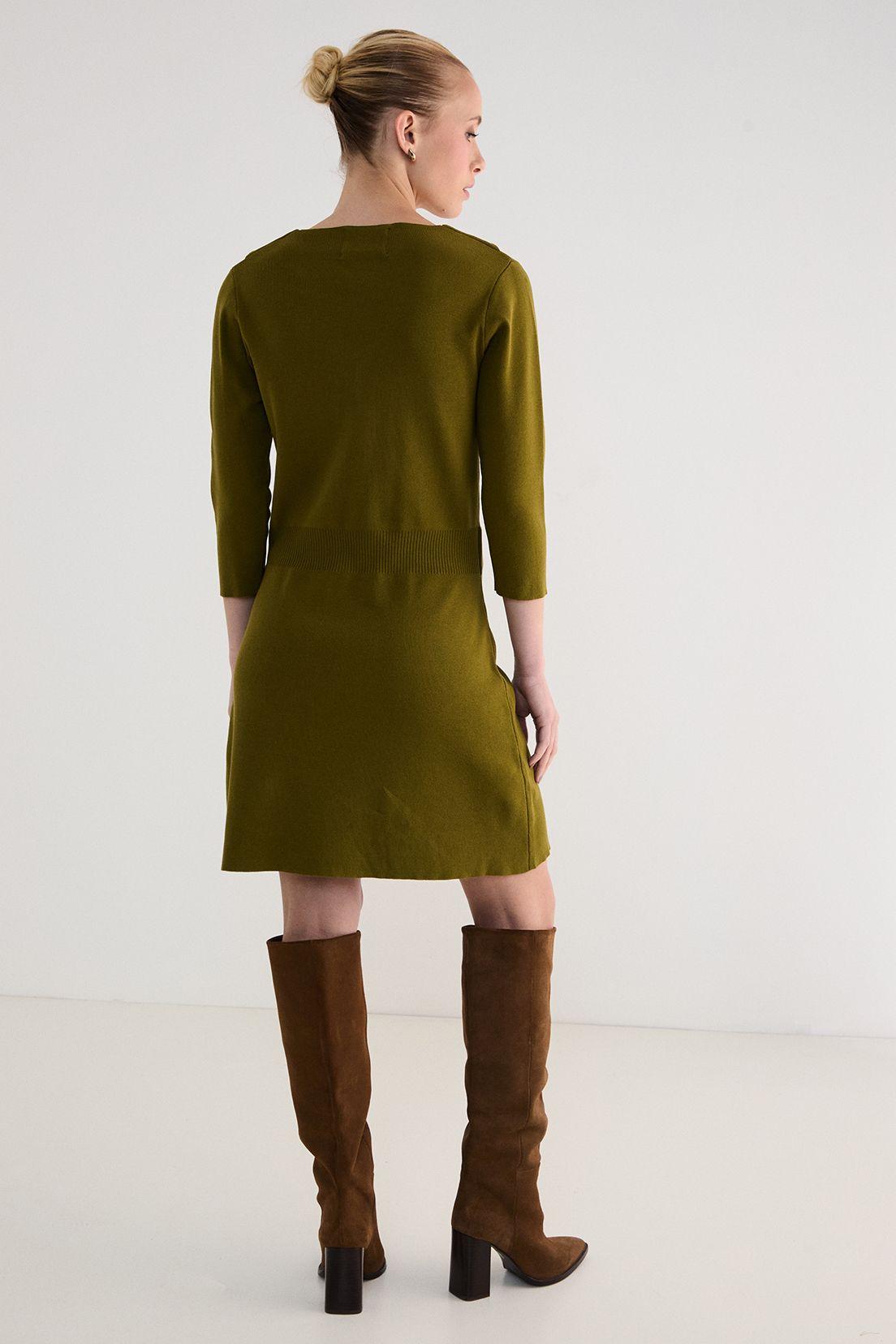 Vestido Tejido Liso verde musgo 13007125001107-3