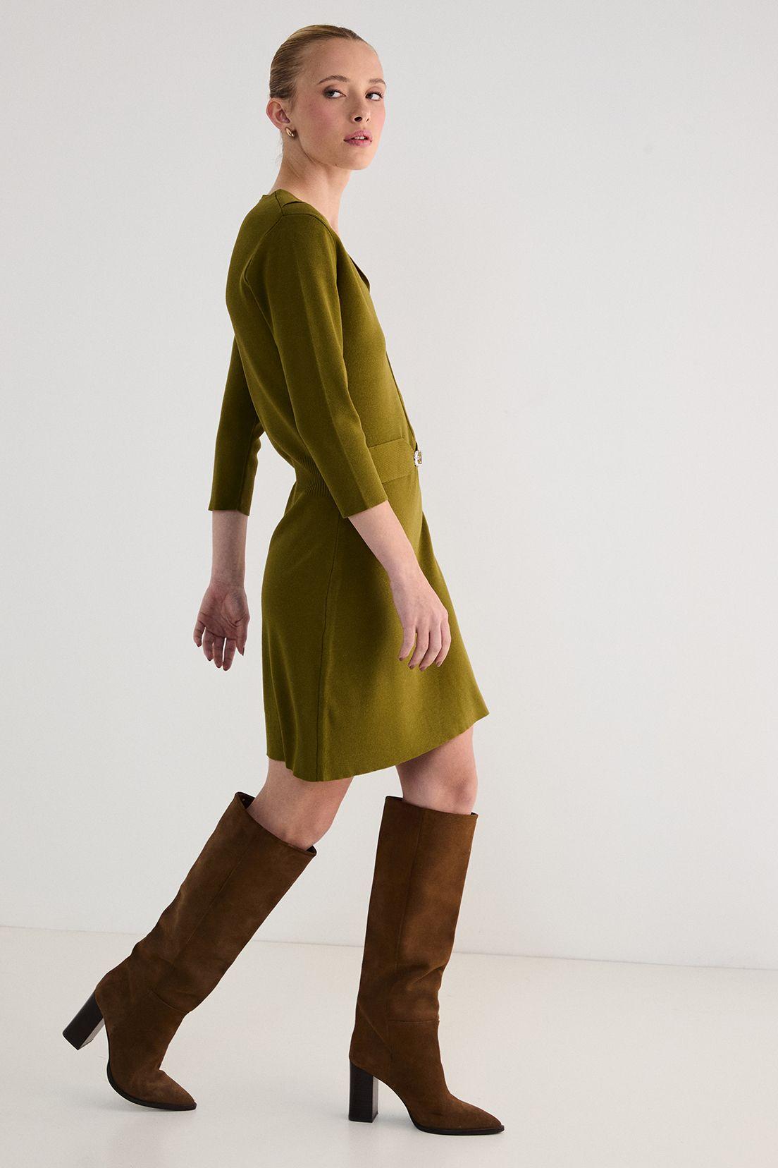 Vestido Tejido Liso verde musgo 13007125001107-4