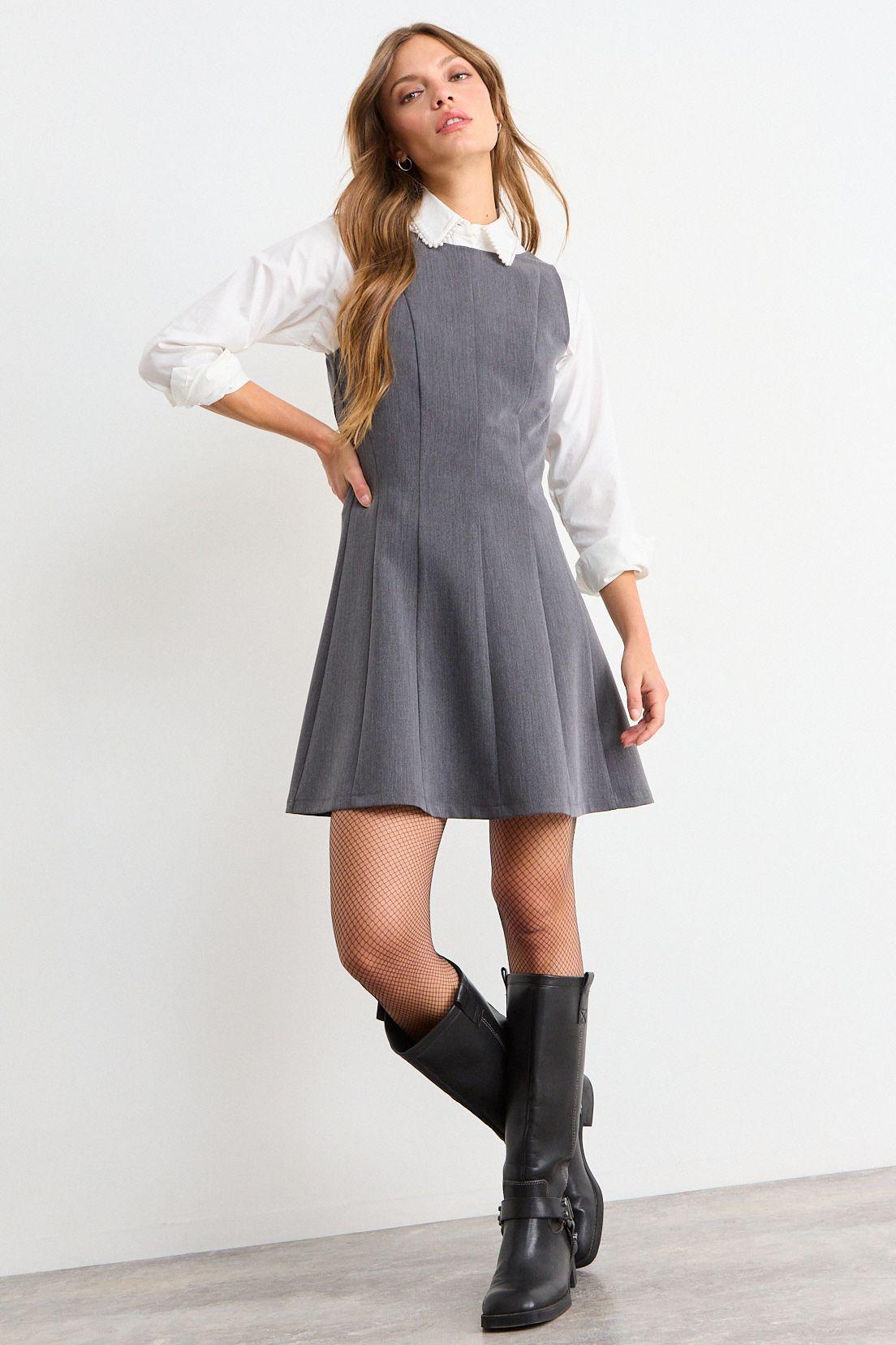 Vestido Liso Gris iO 13020126002163-4