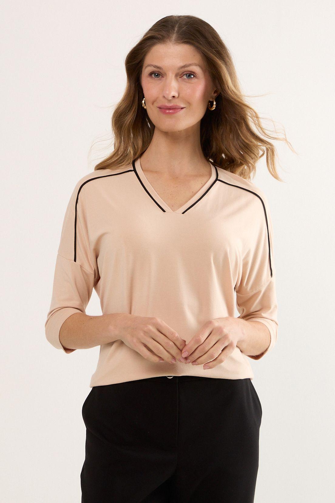 Polera Manga Corta Beige Ma Griffe 14202225051106-0