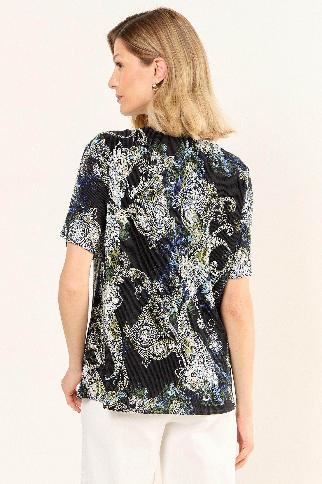 Blusa Plisada Estampada Negro Ma Griffe 14102126055102-2