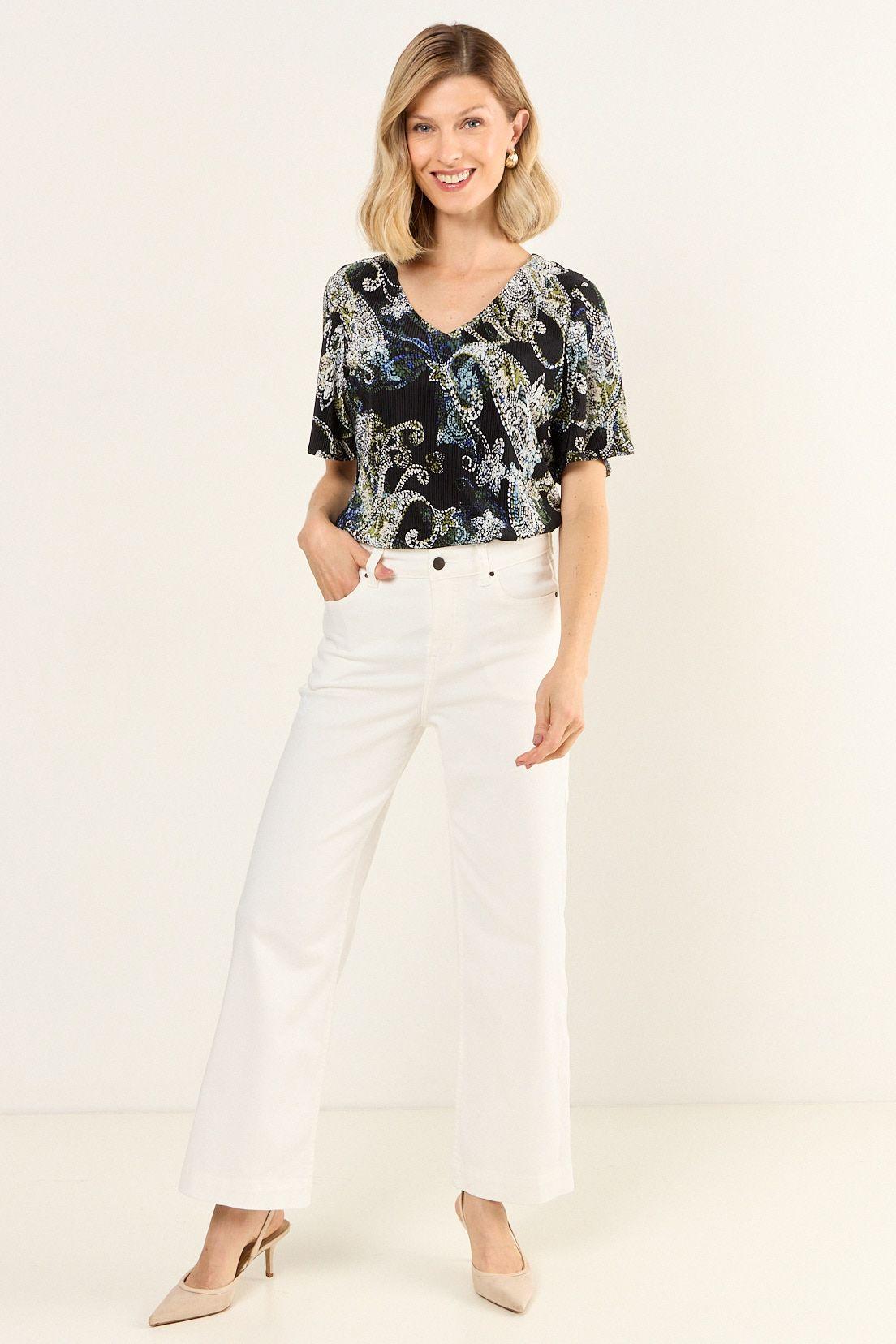 Blusa Plisada Estampada Negro Ma Griffe 14102126055102-4