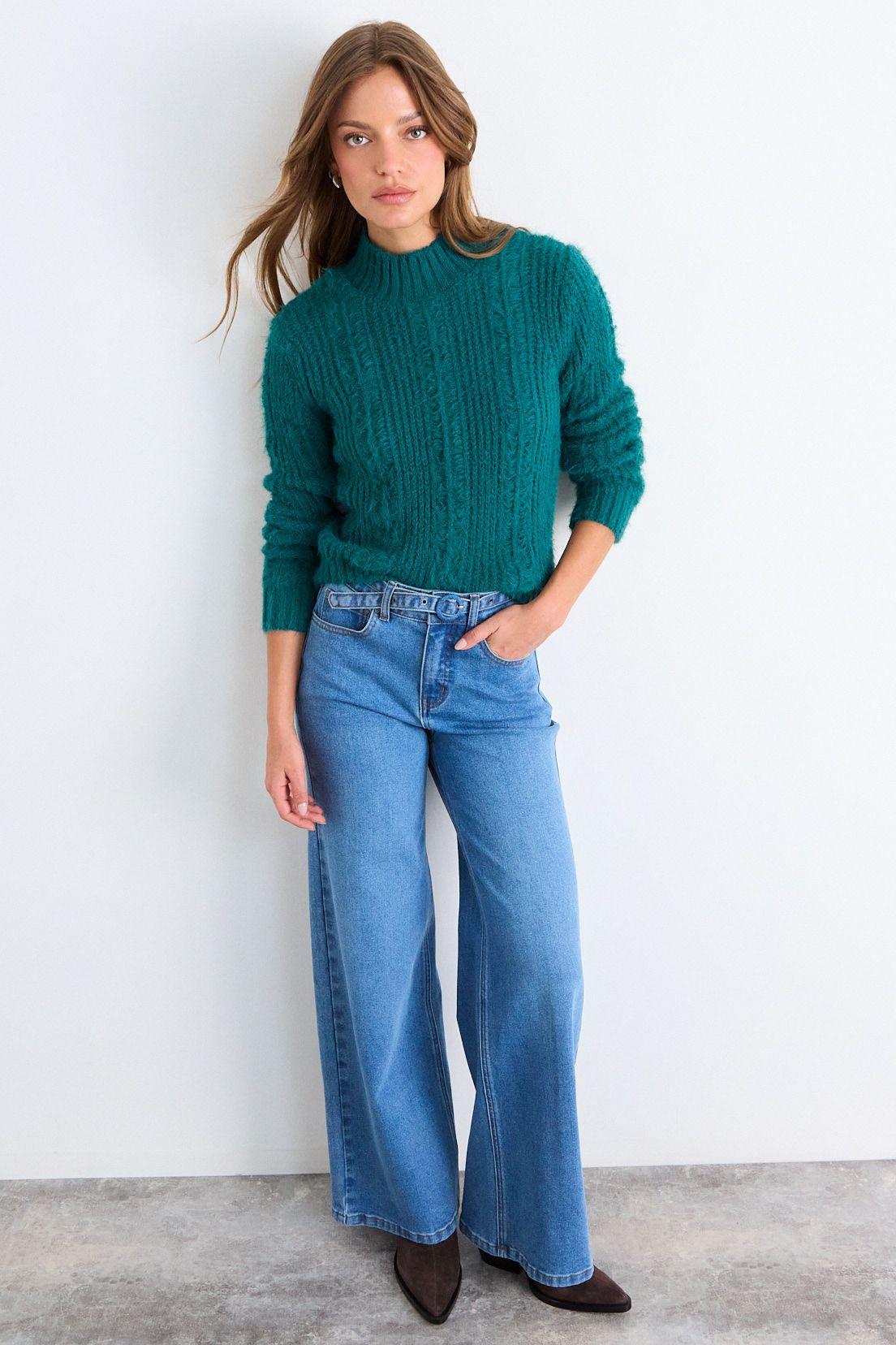 Sweater Liso Verde Petróleo iO 18120126014107-4