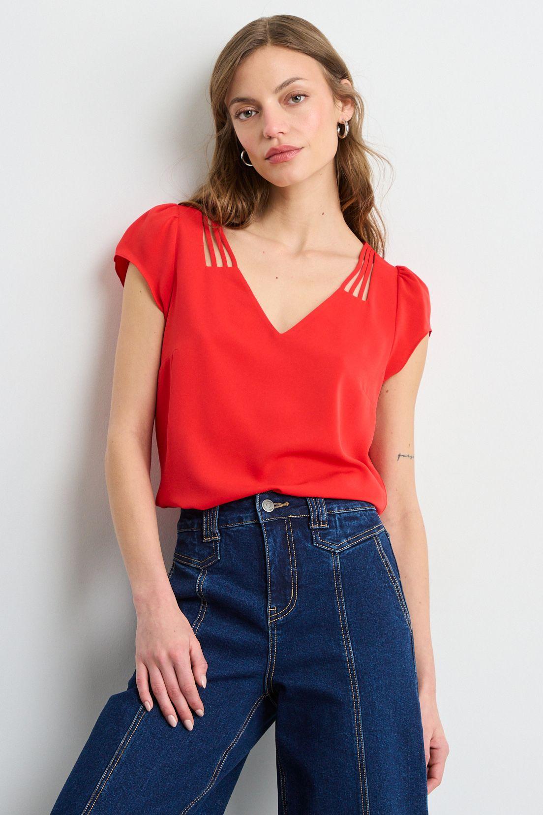Blusas Manga Corta Rojo iO 14020225062103-1