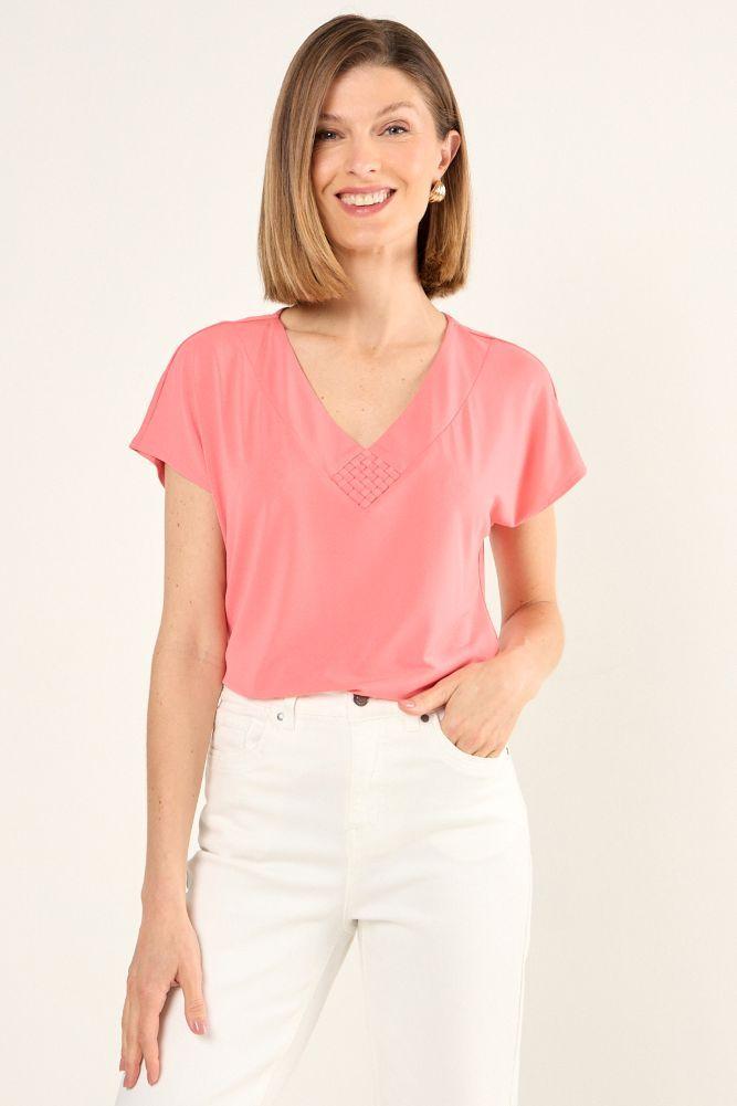 Polera Escote En V Coral Ma Griffe 14202225017133-0
