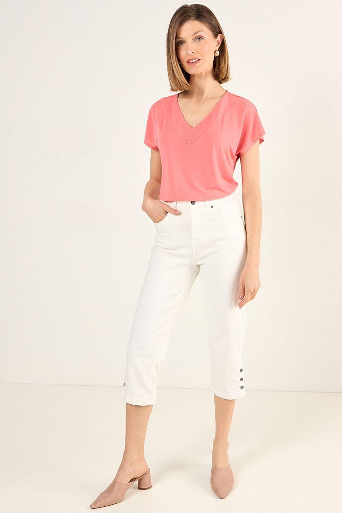 Polera Escote En V Coral Ma Griffe 14202225017133-3