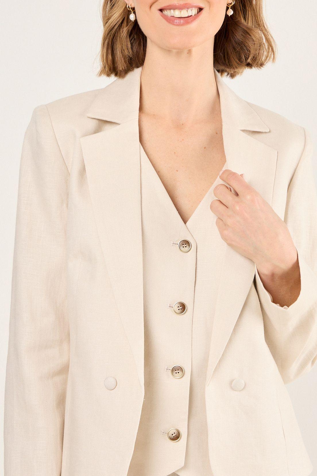 Blazer De Lino Corto Beige Ma Griffe 16002225057106-1