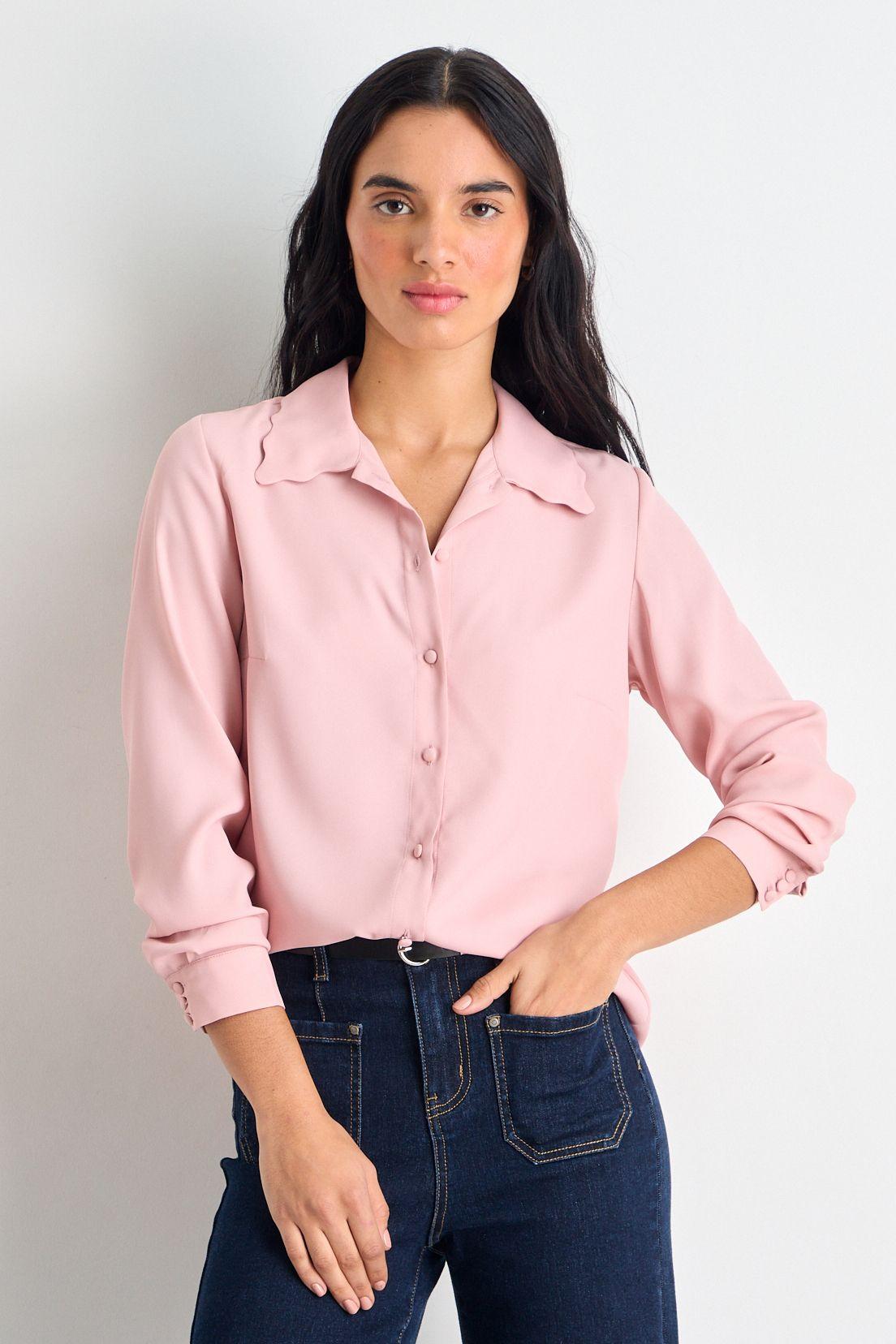 Blusas Manga Larga Rosa iO 14020225055123-0