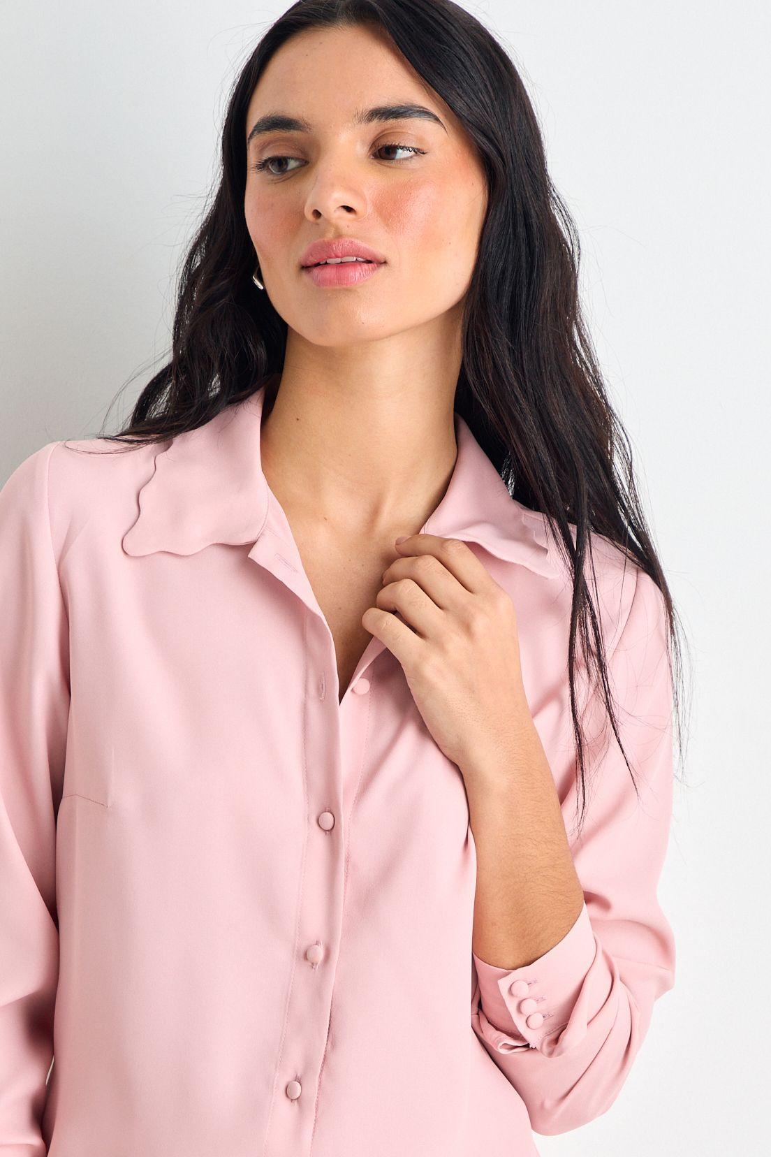 Blusas Manga Larga Rosa iO 14020225055123-1