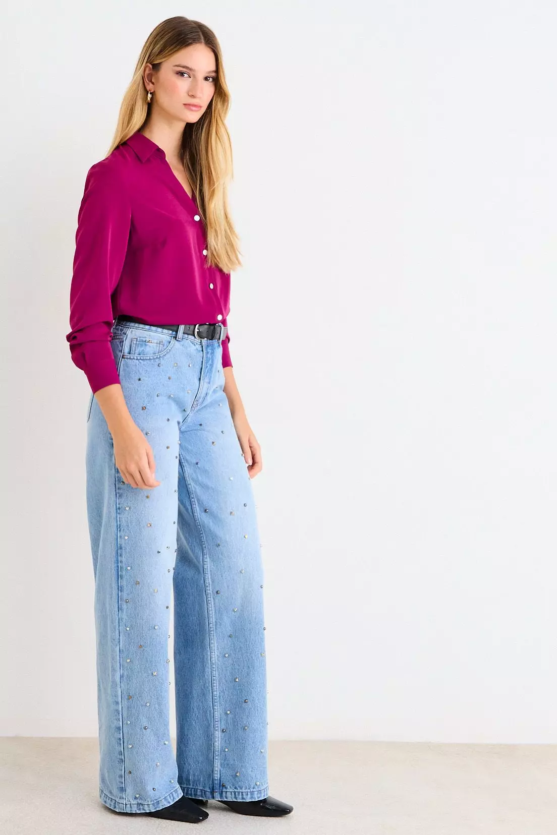 Blusa Lisa Con Escote En V Burdeos Ash 14007226050112-4