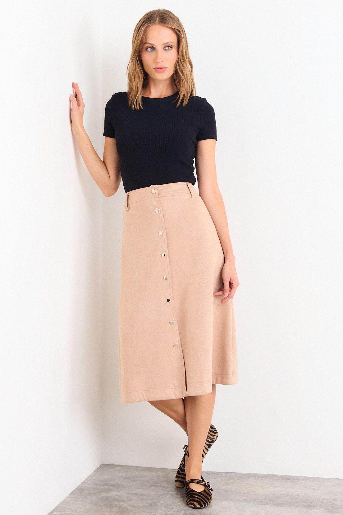 Falda Lisa Larga Beige iO 12304125002106-0