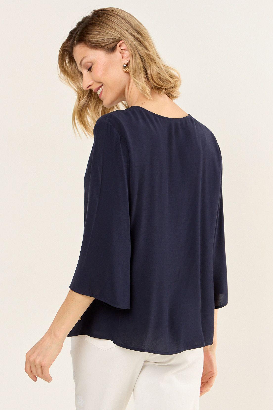 Blusa Escote V Azul Ma Griffe 14002126056104-2