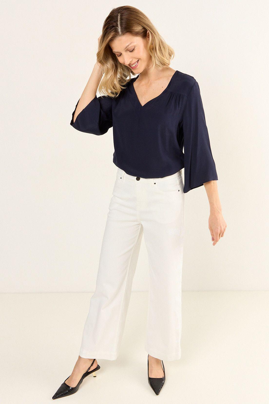 Blusa Escote V Azul Ma Griffe 14002126056104-3