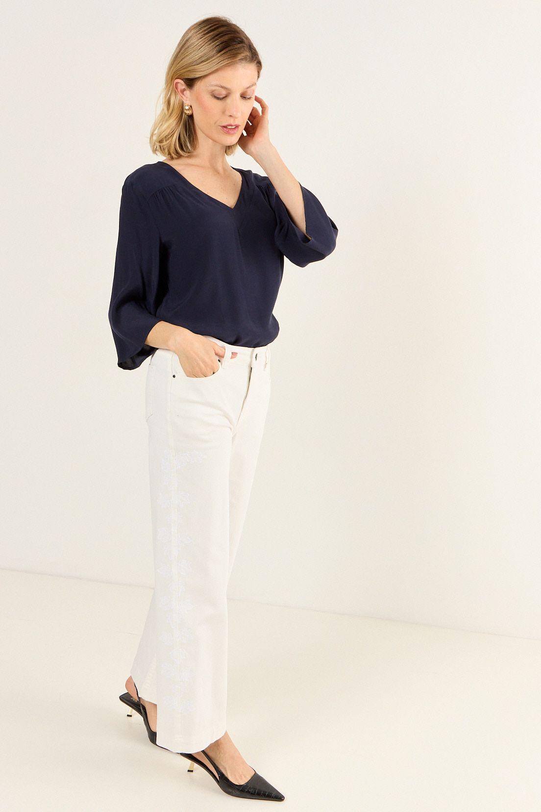 Blusa Escote V Azul Ma Griffe 14002126056104-4