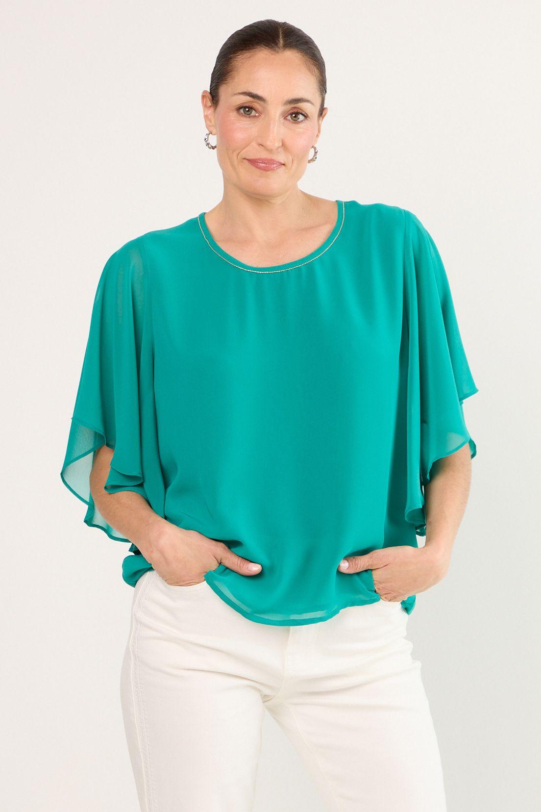 Blusas Manga Larga Turquesa Ma Griffe 14002225100217-0