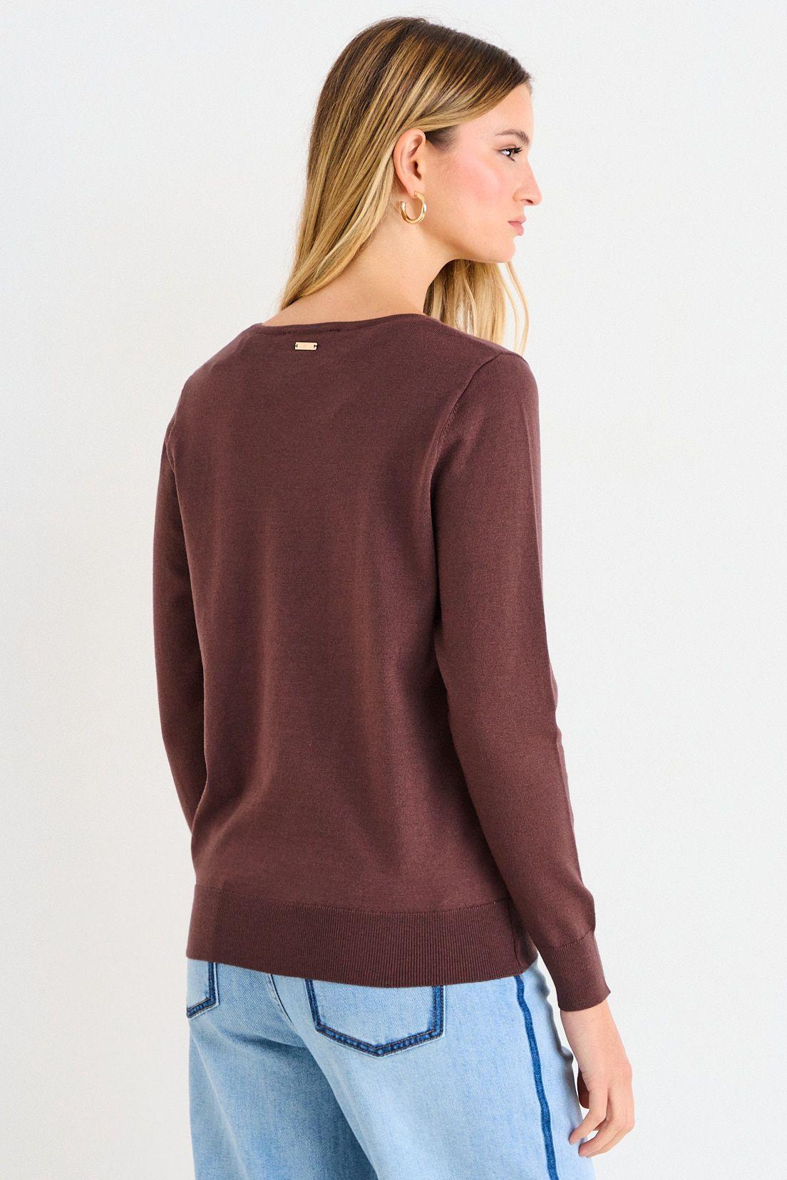 Sweater Liso Con Hebilla Metalica Decorativa Café Ash 18107226001129-2