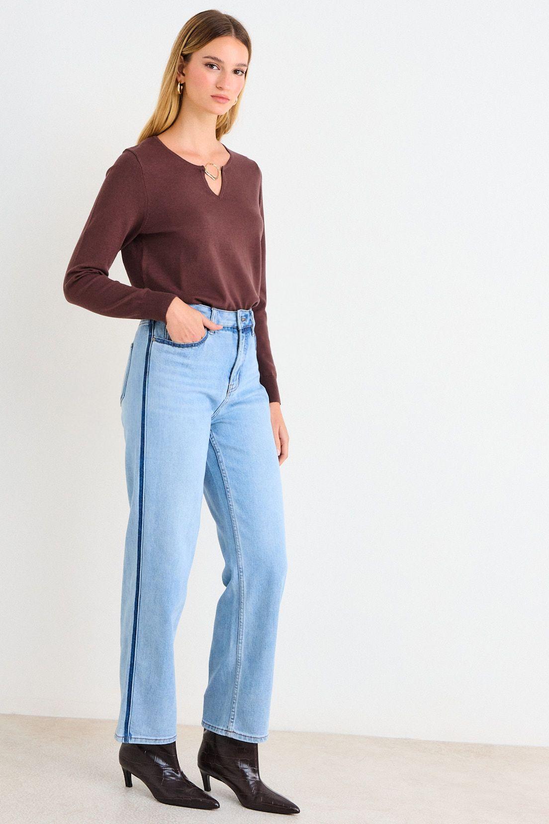 Sweater Liso Con Hebilla Metalica Decorativa Café Ash 18107226001129-4