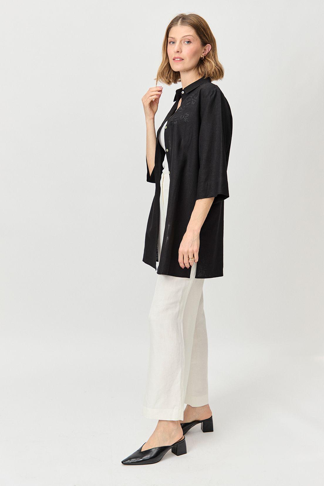 Tapado Camisero Lino Negro Ma Griffe 15402224055102-3