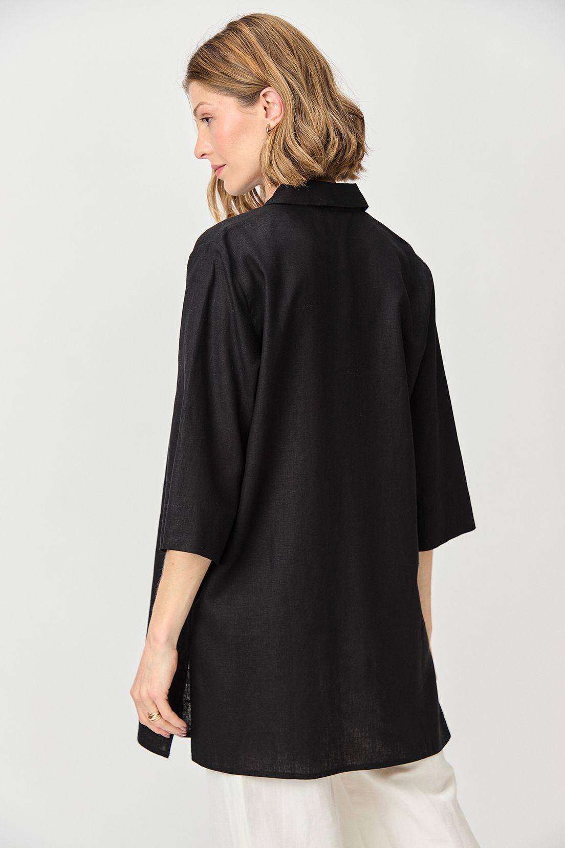 Tapado Camisero Lino Negro Ma Griffe 15402224055102-4