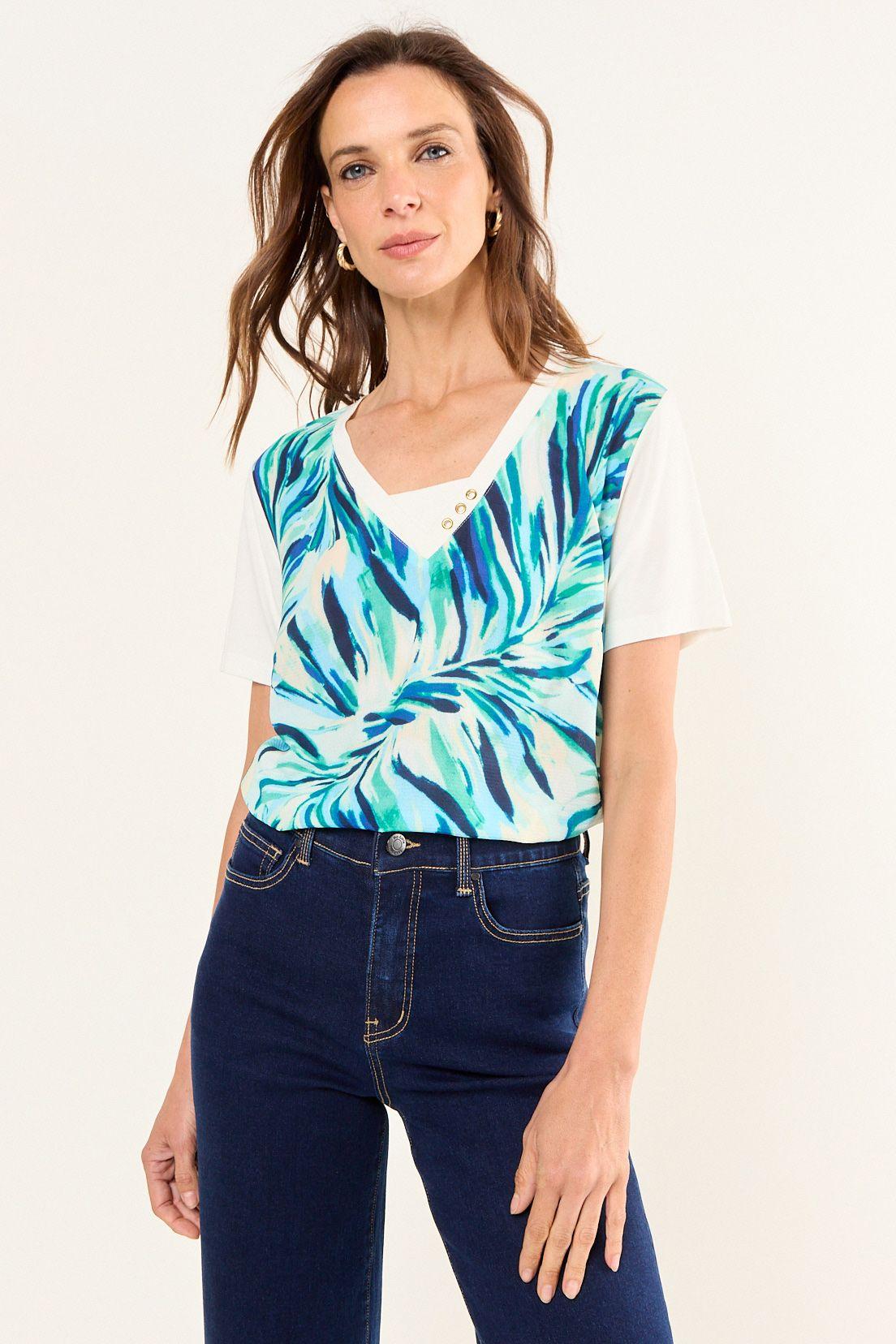 Polera Estampada Doble Tela Crudo Ma Griffe 14602126001105-0