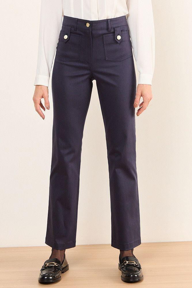 Pantalon Recto De Gabardina Azul Ma Griffe 11002226002104-2