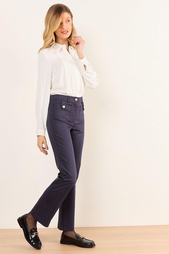 Pantalon Recto De Gabardina Azul Ma Griffe 11002226002104-4