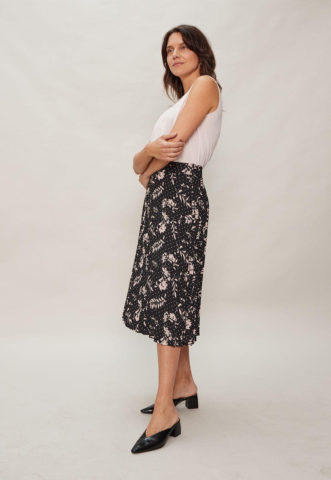 FALDA PLISADA ESTAMPADA Negro Ma Griffe 12102124050102-3