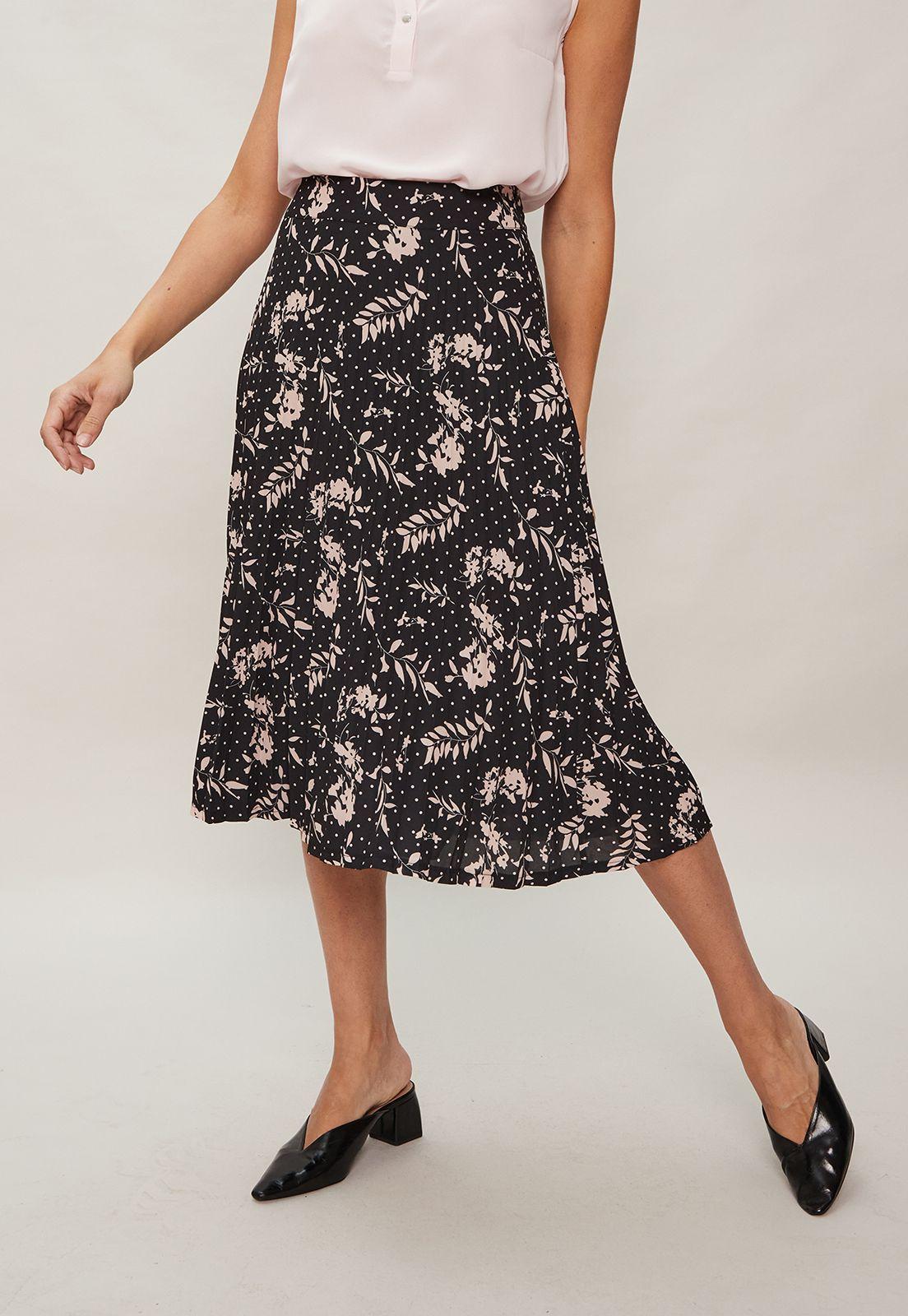 FALDA PLISADA ESTAMPADA Negro Ma Griffe 12102124050102-1