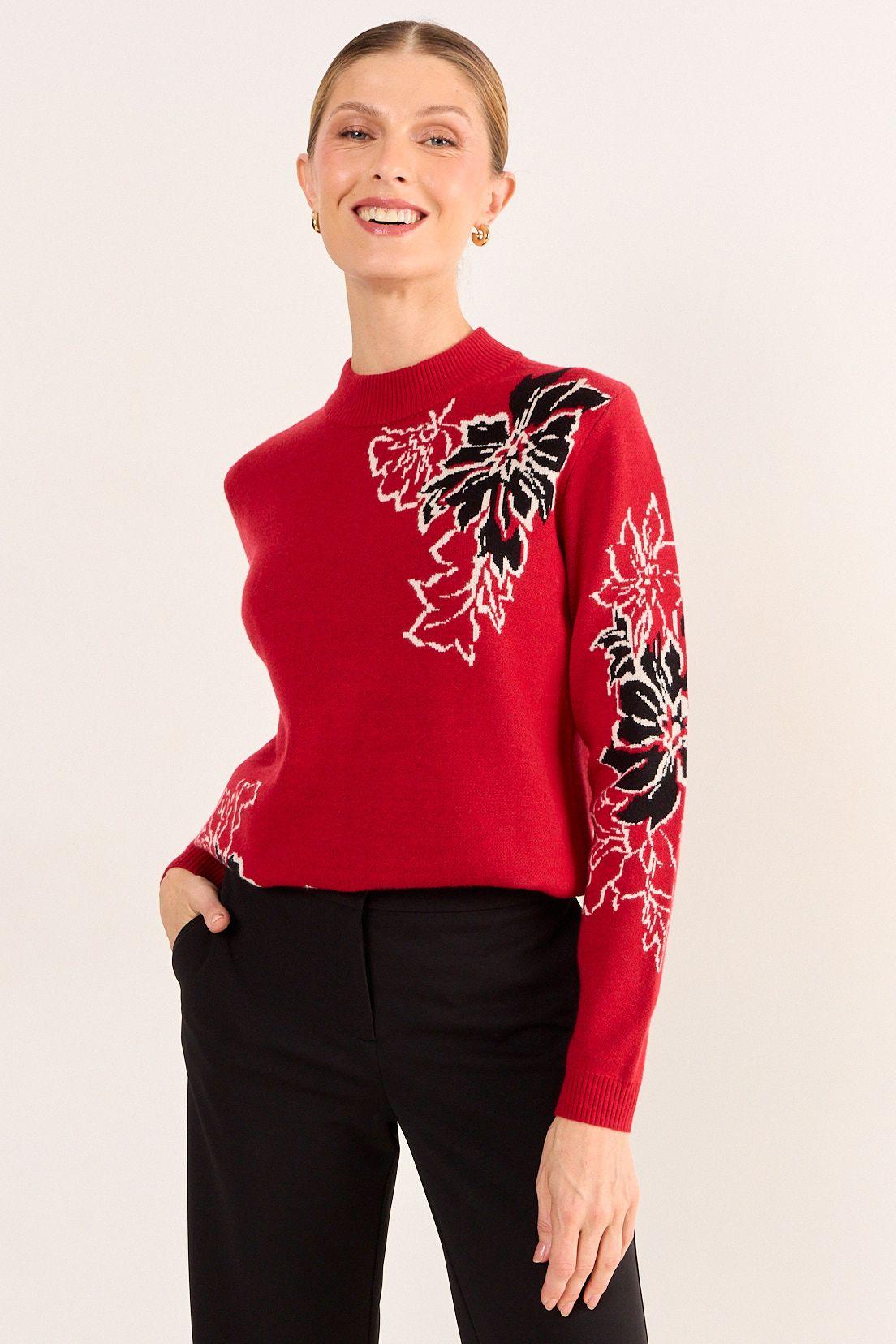 Tejido De Fantasia Cuello Alto Rojo Ma Griffe 18702126005103-3