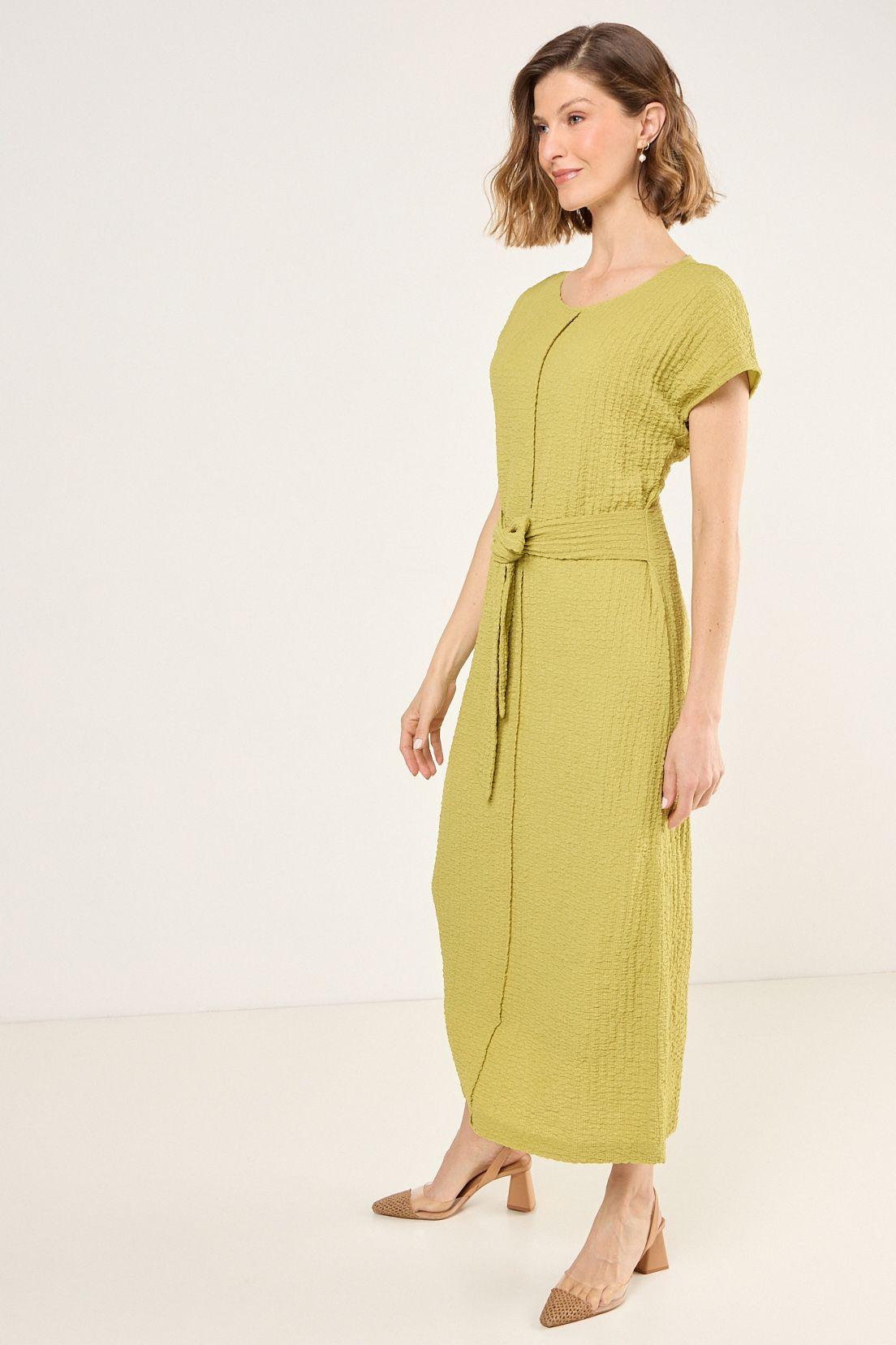 Vestido Con Textura Arrugada Verde Ma Griffe 13002225008137-4