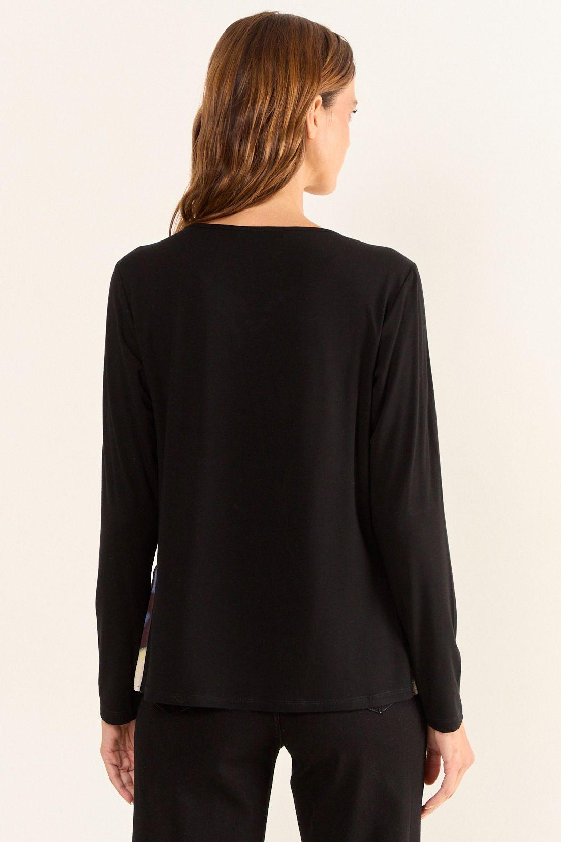 Polera Doble Tela Estampada Negro Ma Griffe 14602126056102-4