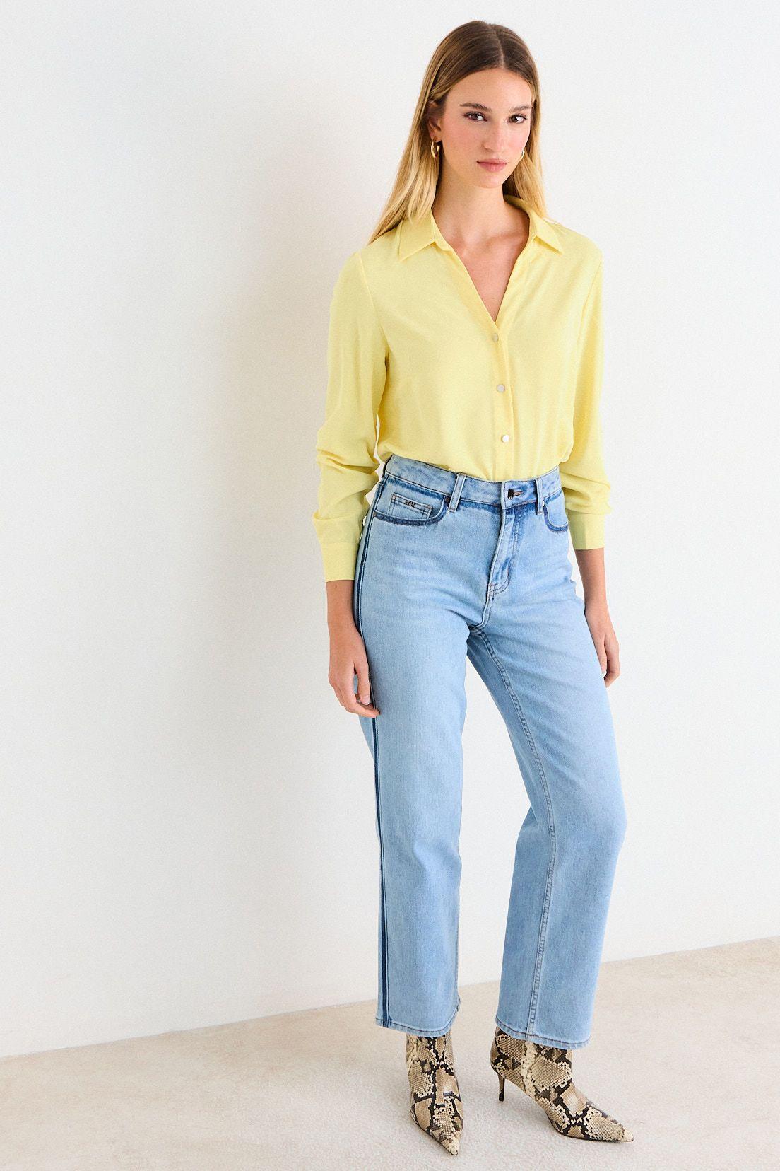 Blusa Cuello Camisero Amarillo Ash 14007226050108-3